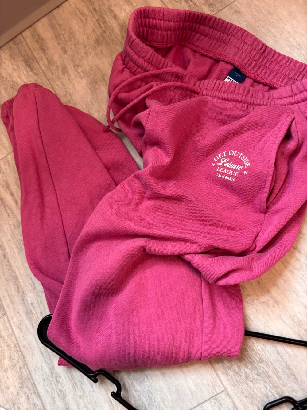 Old Navy Hot Pink Track Joggers with White 'Get Outside' Logo